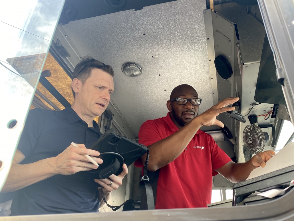 Jeff conducting a CI in the field on a truck