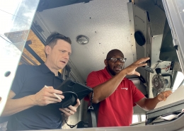 Jeff conducting a CI in the field on a truck